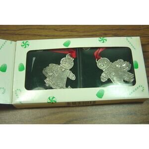 LONGABERGER PEWTER GINGER & ROGER GINGERBREAD MEN ORNAMENTS-2000